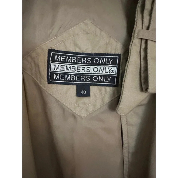 Members Only Cafe Racer Men's Beige Faux Fur Lined EM3 Zip Coat Jacket Size 40 - Picture 5 of 6